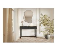 Selsey Coiffeuse avec 2 Tiroirs 110 x 79 cm sur Pieds Noirs Table De Maquillage Coin Beauté Noir Veldio