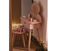 Coiffeuse cannage + accessoires en bois FSC® rose TU
