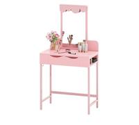 Coiffeuse Cloud Balconera- Miroir LED - Tiroir - Crochets - Kit anti-basculement inclus - Rose