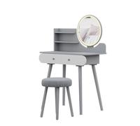 Coiffeuse Edda 80cm avec miroir LED et tabouret Gris Vicco 41499