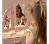 Coiffeuse En Bois Rose Avec Miroir À Trois Volets Rose TU