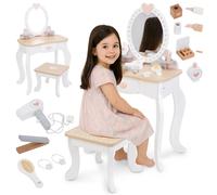 Mamabrum Coiffeuse en bois avec tabouret et accessoires