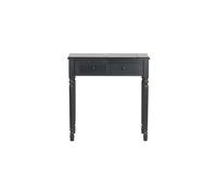 Coiffeuse en bois de pin et MDF noir, 2 tiroirs, miroir amovible, compartiment caché - Woood, Romy - 75x38x78 cm