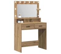 Coiffeuse en bois d'ingénierie - vidaXL - Chêne artisanal - 79x41x135 cm - Miroir intégré - Éclairage LED