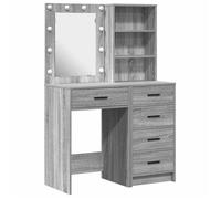 Coiffeuse en bois d'ingénierie - vidaXL - Gris - 50x41x135 cm - Bandes LED intégrées - Avec tiroir - Avec étagère