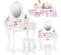 Coiffeuse en bois pour enfants avec miroir et accessoires