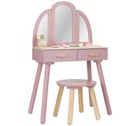 Coiffeuse En Bois Rose Avec Miroir À Trois Volets Rose TU