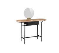 Coiffeuse en métal et MDF plateau placage chêne avec miroir réglable en hauteur - ORBELLE -
