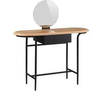 Coiffeuse en métal et MDF plateau placage chêne avec miroir réglable en hauteur - ORBELLE - ALTOBUY Noir