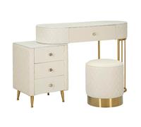 Coiffeuse en similicuir avec pouf 120x40x75 cm
