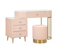 Coiffeuse en similicuir avec pouf 120x40x76 cm