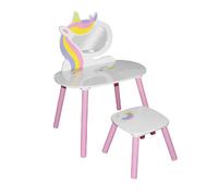 Coiffeuse enfant avec miroir et tabouret Sweet Licorne en MDF