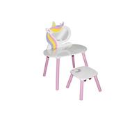 Coiffeuse enfant avec miroir et tabouret Sweet Licorne en MDF