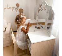 Table à langer en bois pour enfants avec chaise, accessoires et éclairage LED
