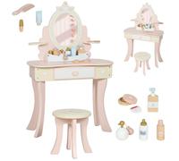 Coiffeuse enfant fille - table de maquillage - AIYAPLAY - 2 en 1 avec 7 accessoires de jeu, miroir en acrylique, tabouret - rose