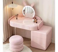 Coiffeuse et Commode en Bois Massif en Un | Coiffeuse de couleur crème, idéale for le rangement et l'étude dans une chambre d'enfant(31x16x30in)