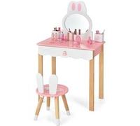 coiffeuse giantex avec tabouret pour enfants,miroir amouvible avec 1 tiroirs，2 boîtes de rangement rose Rose G