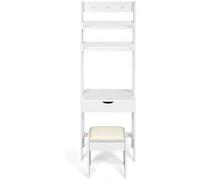 coiffeuse blanche avec miroir table de maquillage moderne avec un tabouret et 2 étagères pour chambre en mdf