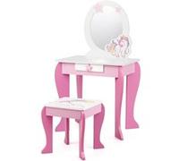 coiffeuse giantex pour enfant table de maquillage avec tabouret, miroir détachable et 1 tiroir de rangement style princesse Rose G