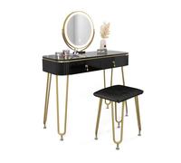Coiffeuse Grace, 100cm avec éclairage LED et tabouret, Noir, Vicco 39569