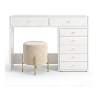 Coiffeuse Homeluxury - Blanche Vitrée 120cm avec 7 tiroirs