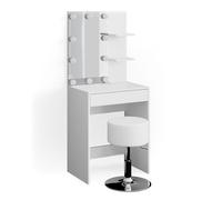 Coiffeuse Isabelle, 60cm avec éclairage LED et tabouret, Blanc, Vicco 34447