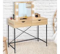 IDMarket Coiffeuse Louisa – Design industriel – Miroir LED – Noir
