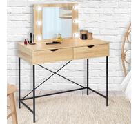 Coiffeuse Louisa Design Industriel Avec Miroir Led Noir