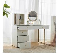 Coiffeuse Maisentiel Luma Set miroir LED verre trempé rangement blanc moderne 120x45x115 cm sans tabouret