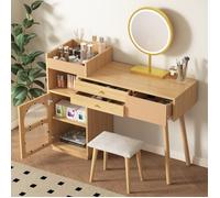 Coiffeuse Maisentiel Nova Set miroir LED 3 couleurs table maquillage bois blanc chambre 120x90x40 cm