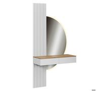 Vicco Coiffeuse Melina, Blanc/chêne, 100cm avec Miroir LED, Parfait pour Une Routine beauté structurée