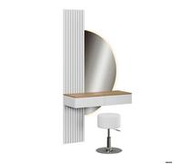 Coiffeuse Melina, 100cm avec miroir LED et tabouret, Blanc/Chêne, Vicco 58448
