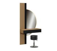 Vicco Coiffeuse Melina, Chêne/Noir, 100cm avec Miroir LED et Tabouret, Parfait pour Une Routine beauté structurée