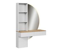 Coiffeuse Melora, 100cm avec miroir LED, Blanc/Chêne, Vicco 58449