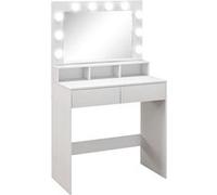 Coiffeuse avec miroir Hollywood - HOMCOM - tiroirs, 3 modes d'éclairage, 10 ampoules - 80 x 40 x 135 cm - blanc