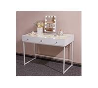 Coiffeuse Miroir LED intelligent MDF Blanc 115x55x81 cm 3 tiroirs