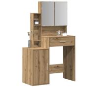 Coiffeuse moderne avec miroir et LED - vidaXL - Chêne artisan - Bois d'ingénierie - 80x35x132 cm - Beige