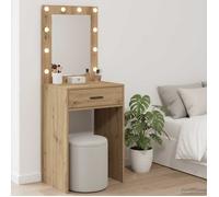 Coiffeuse moderne avec miroir - vidaXL - 50x41x135 cm - Chêne artisanal - Bois d'ingénierie - Miroir avec lumières LED
