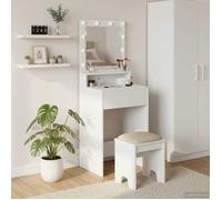 Coiffeuse moderne - vidaXL - 50x41x135 cm - Blanc - Bois d'ingénierie - Miroir intégré - Éclairage LED