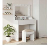Coiffeuse moderne - vidaXL - 75,5 x 41 x 135 cm - Blanc - Bois d'ingénierie - Miroir intégré - Éclairage LED
