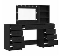 Coiffeuse moderne - vidaXL - Chêne Noir - Bois d'ingénierie - 40x41x135 cm - Mirroir LED - 2 tiroirs - Rangement ample
