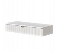 Coiffeuse murale suspendue - Façade rainurée, poignée dorée, couleur blanc 85X35x16cm