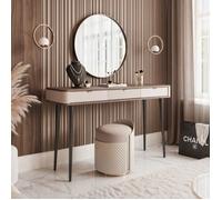 Coiffeuse NAVANI - avec 3 tiroirs - 130x40x82 cm - Cachemire/noyer