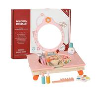 Coiffeuse pliable en bois avec miroir et accessoires - Jeu de rôle pliable - Avec peigne et ustensiles cosmétiques - Pour déguisement, anniversaire, Noël, étude de beauté
