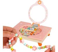 Coiffeuse pliable en bois avec miroir et accessoires pour enfants, coiffeuse pliable pour filles avec peigne et cosmétiques, pour déguisement, anniversaire, salon, studio de beauté