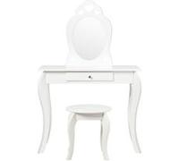 coiffeuse pour enfant giantex avec miroir, blanc,inclus de table de maquillage et de tabouret, dessus amovible Blanc G