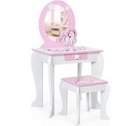 Coiffeuse pour Enfant giantex avec Tabouret, Miroir Détachable Style Princesse G