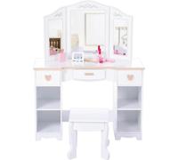 Coiffeuse pour enfants - Ensemble table et chaise - Bois - Miroir pliant en trois parties - Peut également servir de bureau - Assemblage requis - Gris clair