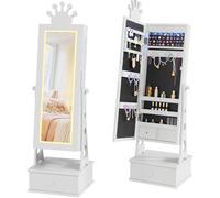 Coiffeuse pour enfants - Rangement à bijoux - Modèle sur pied - Miroir en pied - 3 tiroirs - Miroir de coiffeuse pour enfants - Blanc