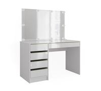 Coiffeuse Sherry, 120cm avec éclairage LED, Blanc/Or, Vicco 47712